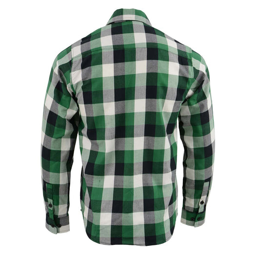 Milwaukee Leather MNG11636 Men's Flannel Plaid Shirt Green and White Long Sleeve Cotton Button Down Shirt