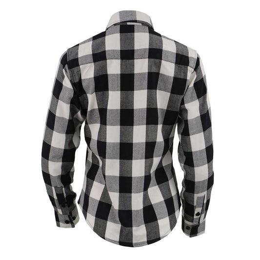 Milwaukee Leather MNG21633 Women's Casual Black and White Long Sleeve Cotton Flannel Shirt