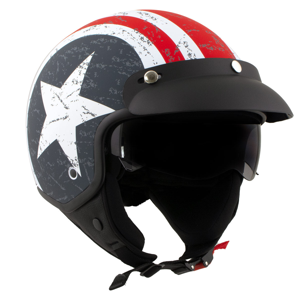 Milwaukee Helmets MPH9701DOT Maverick 3/4 Open Face Stars and Stripes Motorcycle Biker DOT Helmet