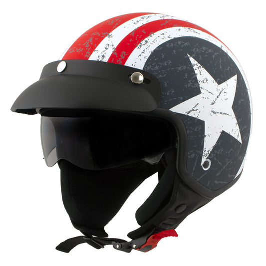 Milwaukee Helmets MPH9701DOT Maverick 3/4 Open Face Stars and Stripes Motorcycle Helmet Biker