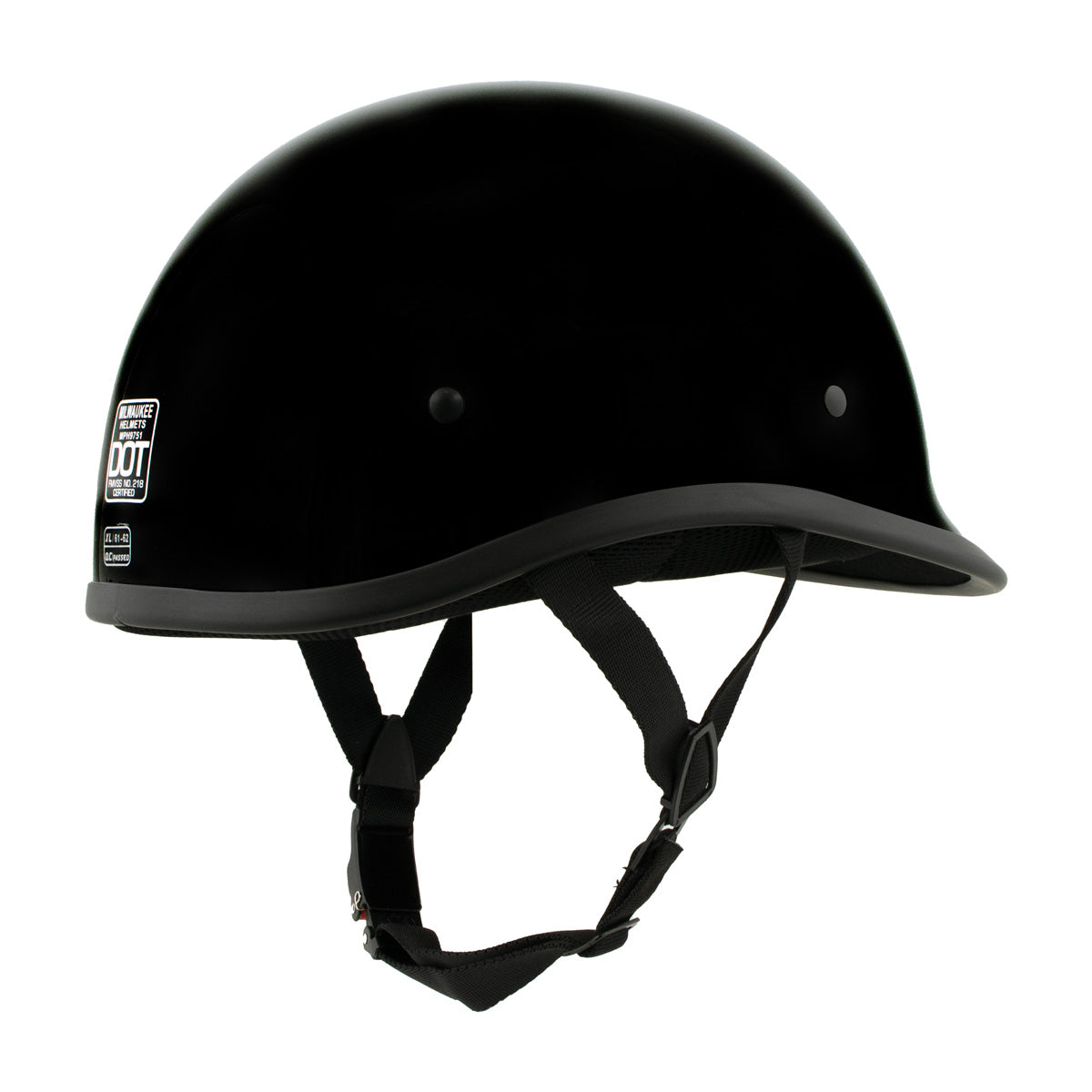 Milwaukee Helmets MPH9751DOT Gloss Black Polo Style DOT Motorcycle Half Face Bikers Helmet