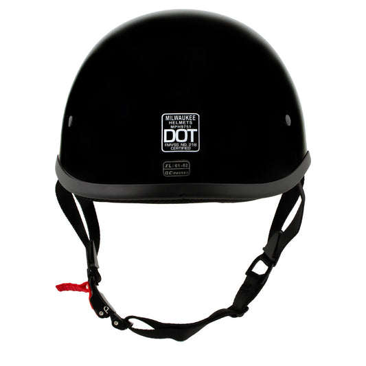 Milwaukee Helmets MPH9751DOT Gloss Black Polo Style DOT Motorcycle Half Face Bikers Helmet