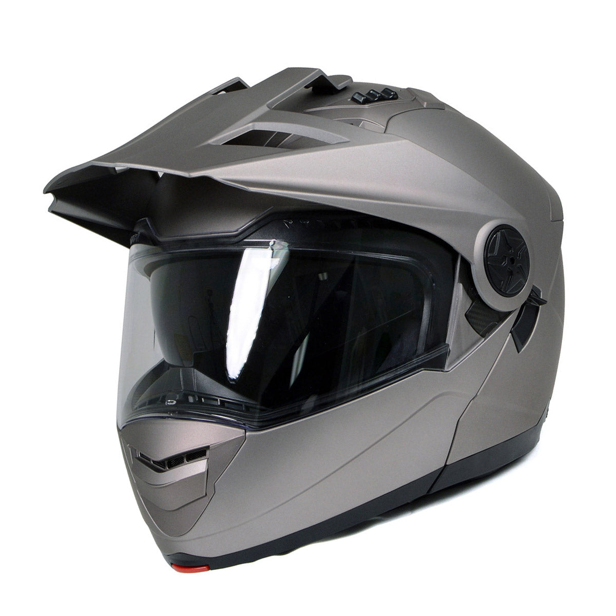 Milwaukee Helmets Silver Ominous Dual Sport Advanced Motorcycle Modular Helmet Biker DOT Approved MPH9822DOT