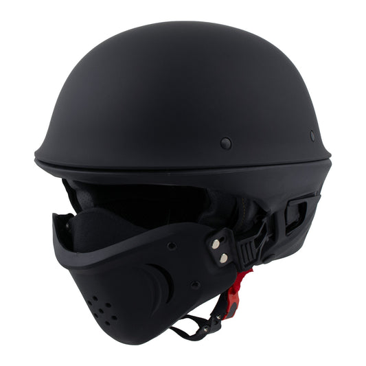 Milwaukee Helmets MPH9830DOT Rascal 3/4 Open Face Flat Black 2 in 1 Motorcycle Helmet Biker