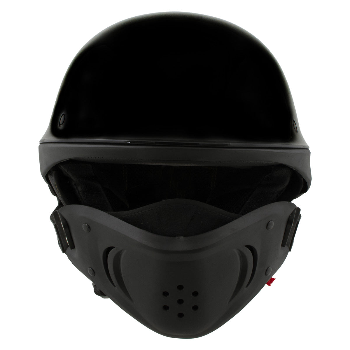 Milwaukee Helmets MPH9831DOT Rascal 3/4 Open Face Gloss Black 2 in 1 Motorcycle Biker DOT Helmet