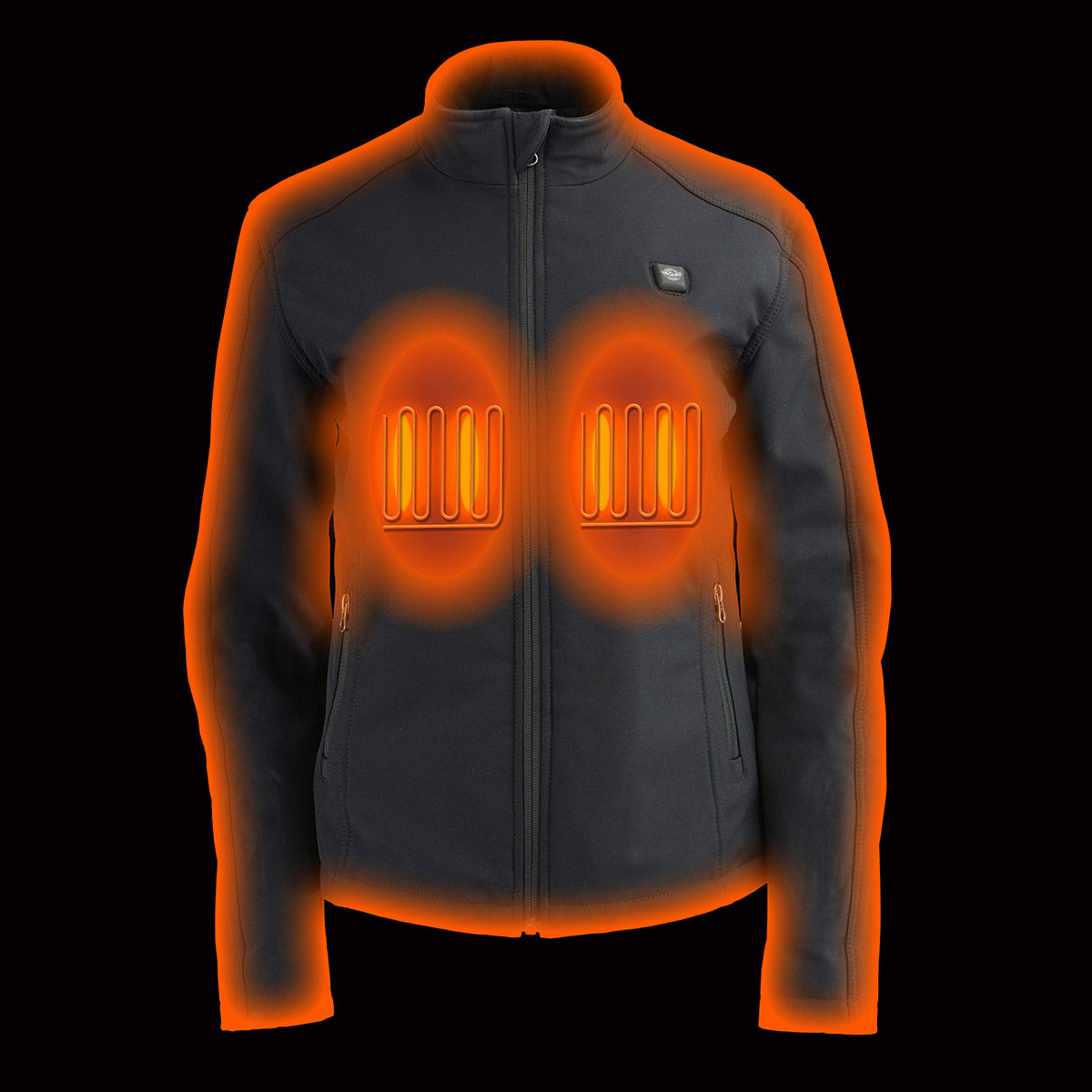 Nexgen Heat MPL2760SET12v Women's Black Soft Shell Jacket with Heating Panels for Winter Outdoor Activities