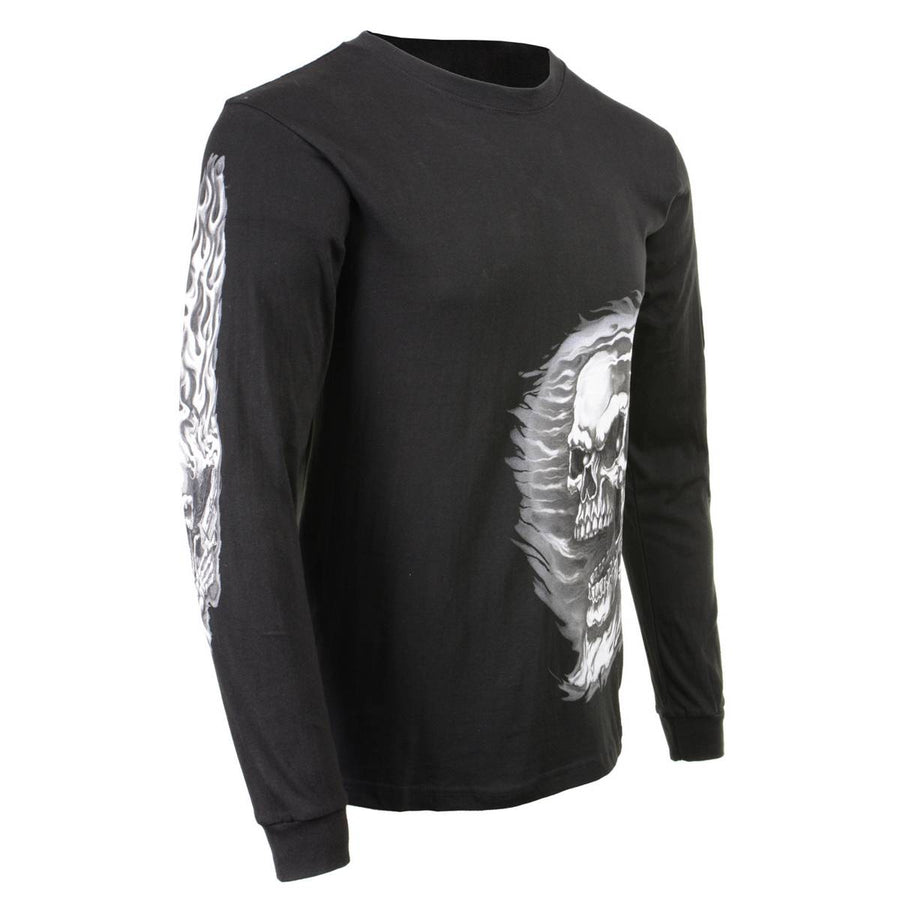 Milwaukee Leather MPMH117002 Mens 'Assassin' Double Sided Black Long Sleeve T-Shirt