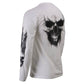 Milwaukee Leather MPMH117004 Men's 'Ghost Skull' White Long Sleeve Printed T-Shirt