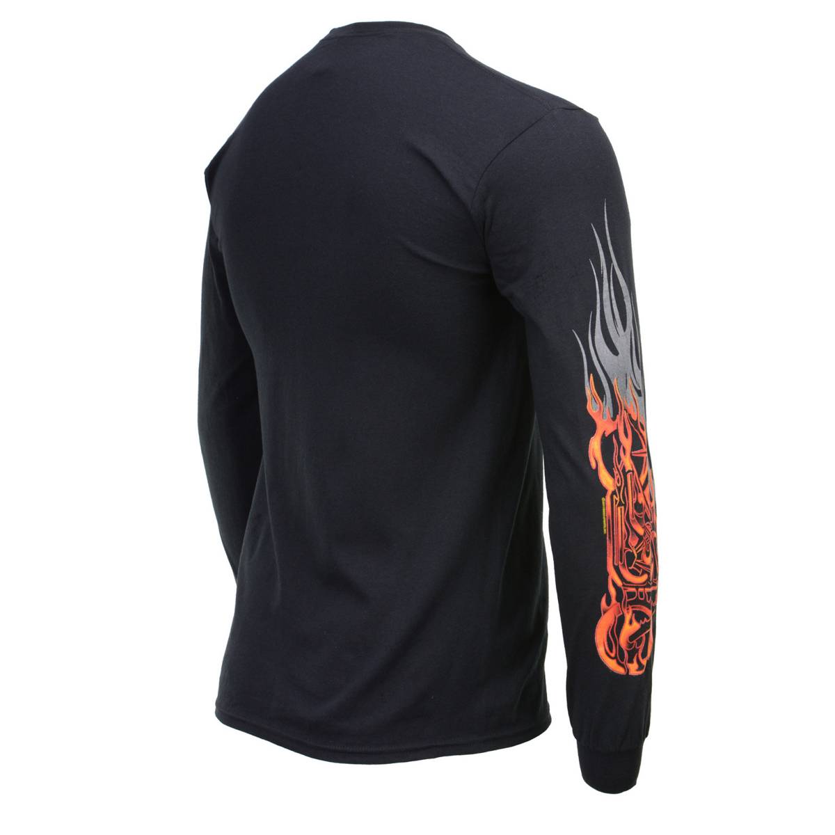 Milwaukee Leather MPMH117007 Men’s ‘Fire Bobber’ Long Sleeve Black T-Shirt
