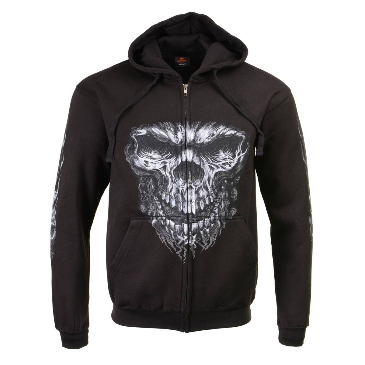 Milwaukee Leather MPMH118002 Men’s ‘Shredder Skull’ Black Hoodie with Zipper Closure