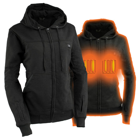 Nexgen Heat MPL2717DUAL Women's Black Heated Hoodie w/ Dual Power Technology - Jacket for Winter w/ Battery Pack