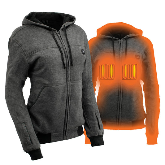 Nexgen Heat MPL2717DUAL Women's Grey Heated Hoodie w/ Dual Power Technology - Jacket for Winter w/ Battery Pack