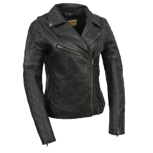 Milwaukee Leather Vintage SFL2812 Women's Black Leather Moto Style Fashion Jacket