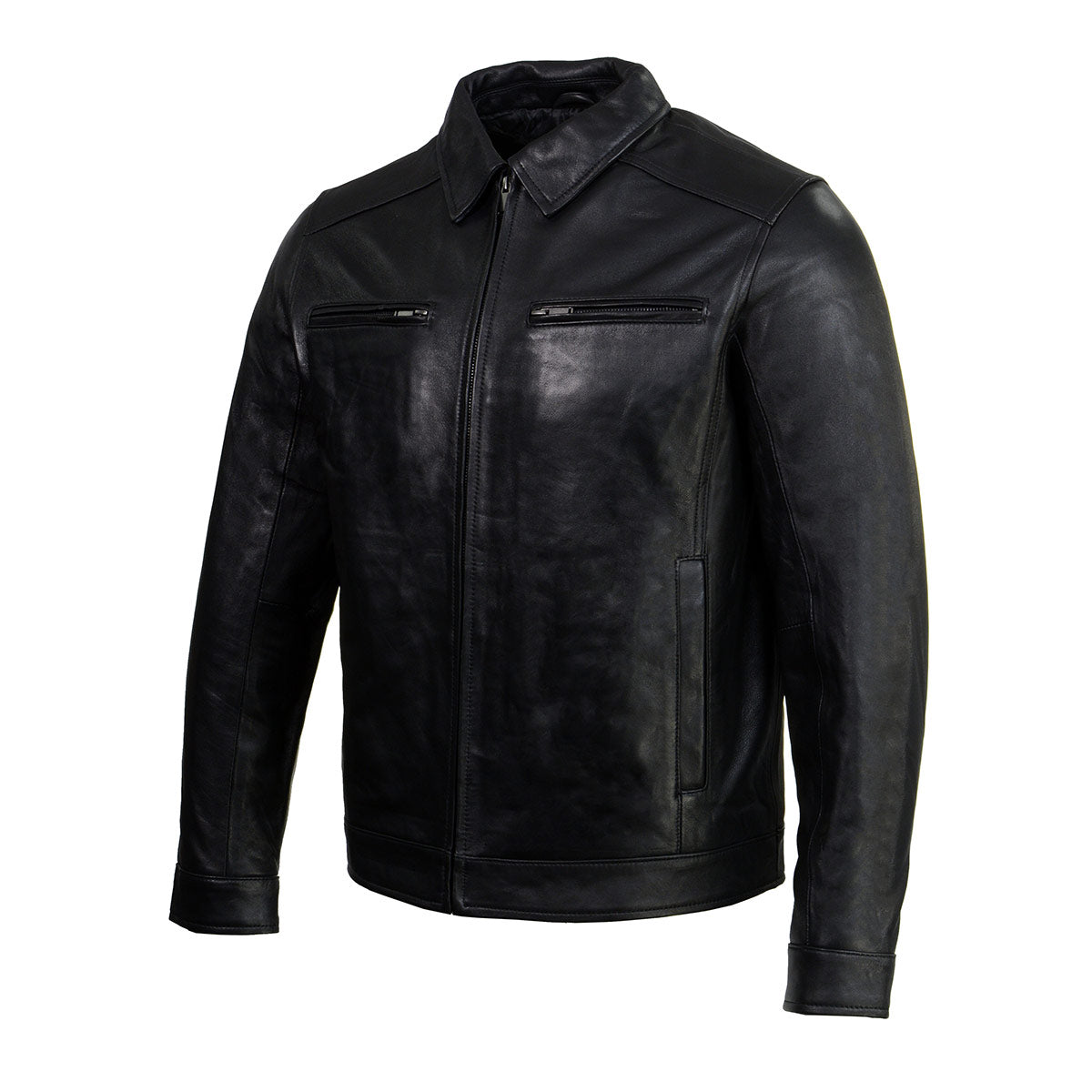 Men's Black New Zealand Lamb Leather Fashion Car Coat Jacket SFM1899