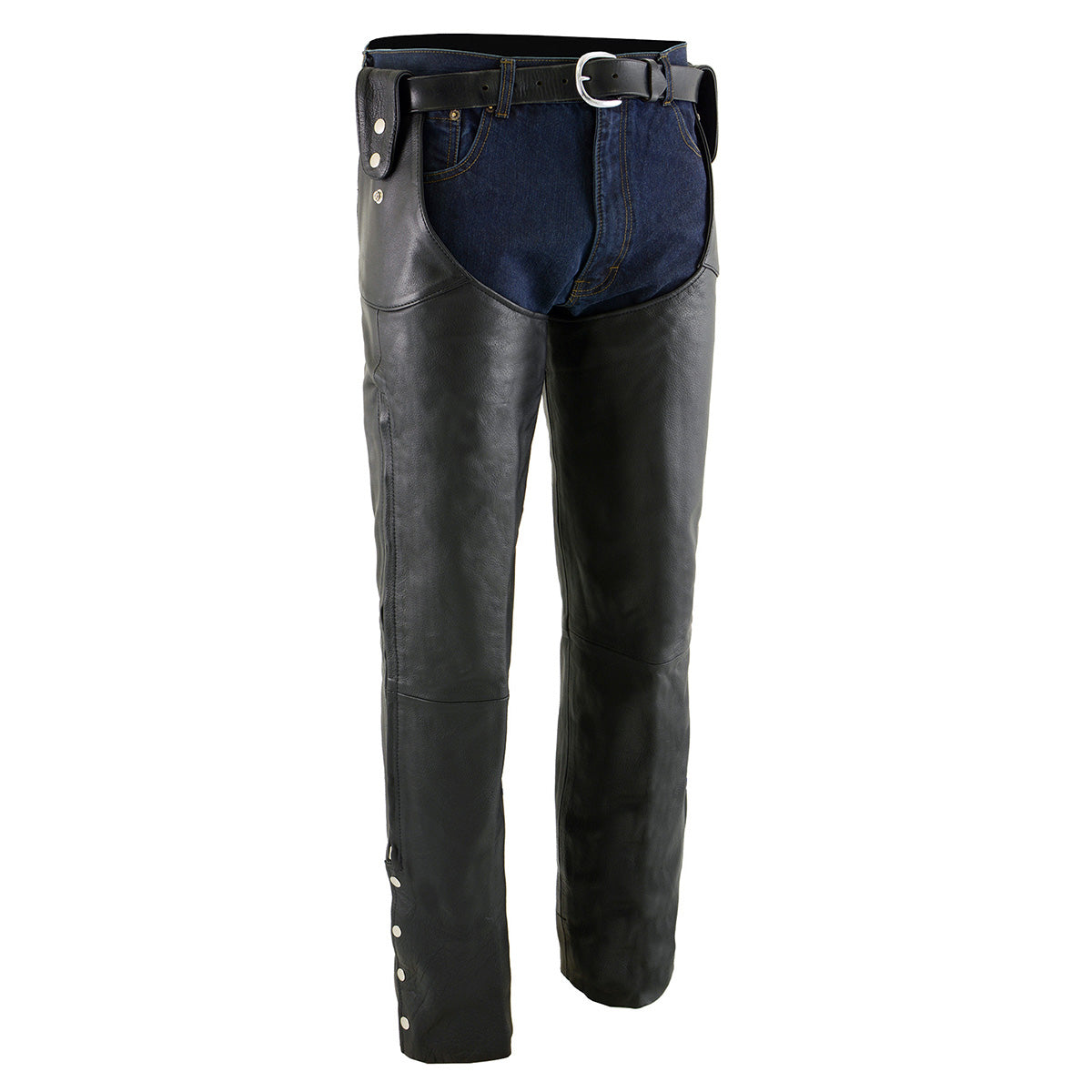 Milwaukee Leather SH1198 Men's Black Adjustable Side Snap Belt Less Chaps