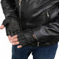 Xelement XG198 Men's Embroidered 'Flamed' Fingerless Black Motorcycle Leather Gloves