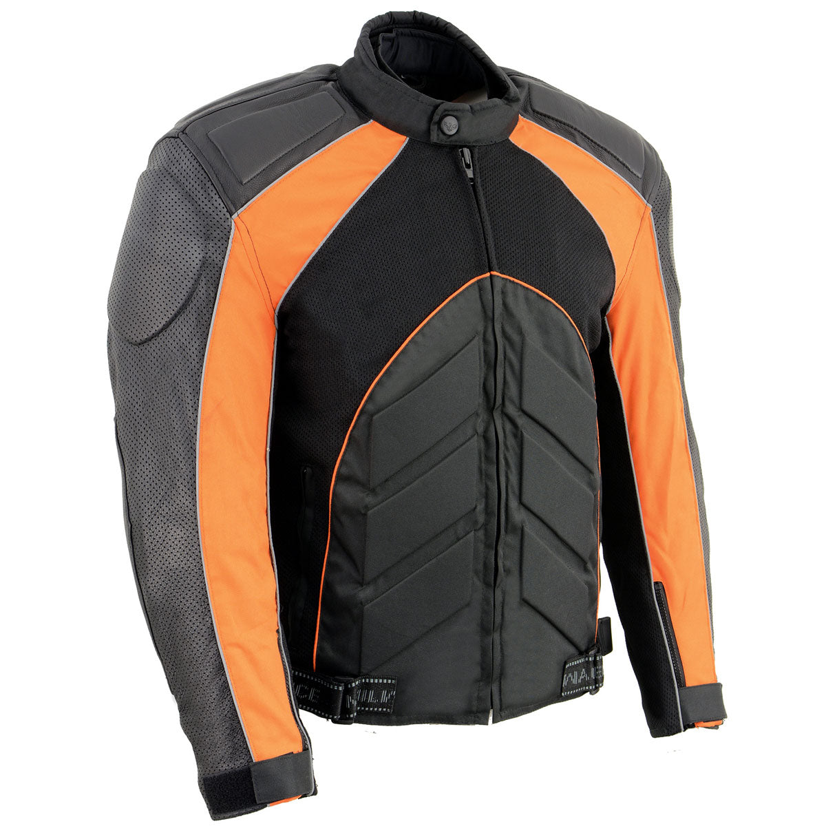 NexGen SH2153 Men's Black and Orange CE Armored Motorcycle Textile