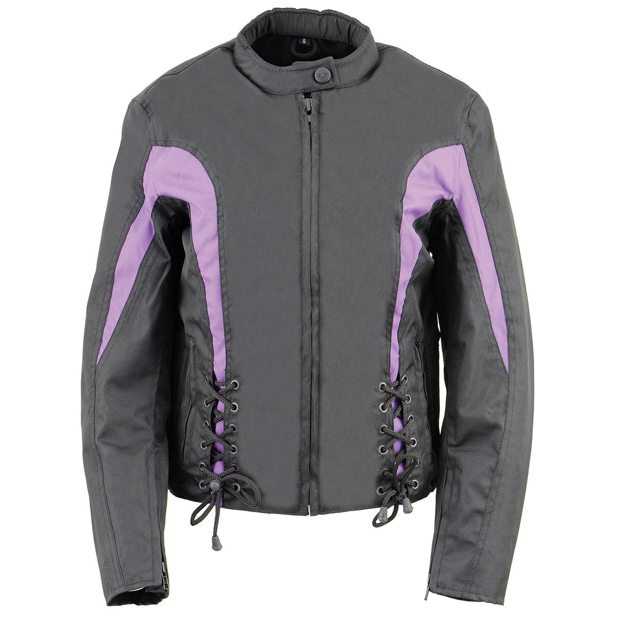 Nexgen SH2188 Women's Black and Purple Textile Motorcycle Riding Jacket with Side Stretch and Lacing