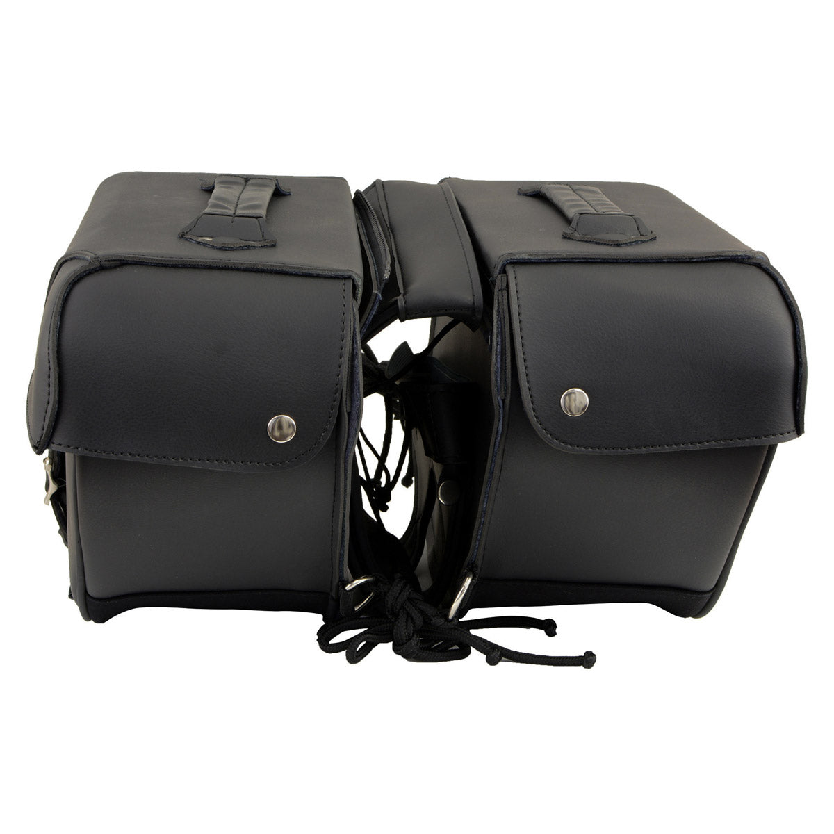 Milwaukee Leather SH66901ZB Medium Size Black PVC 2-Strap Throw Over Saddlebags w/ Reflective Piping