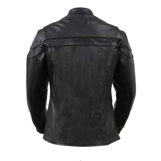 Milwaukee Leather SH8011 Women's Black Leather Sporty Scooter Crossover Biker Jacket