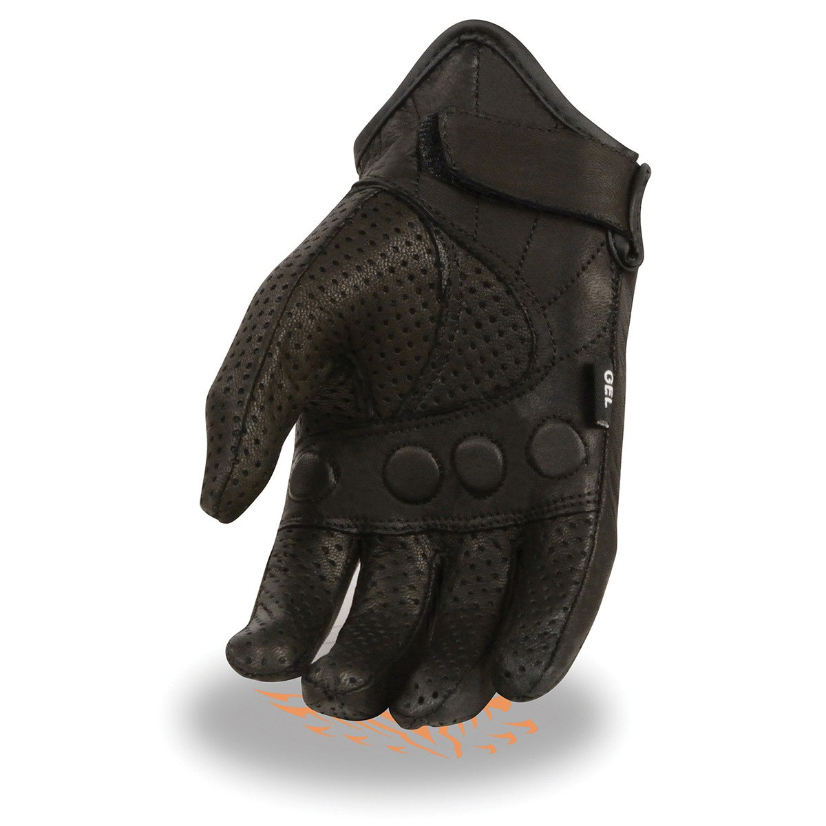 Milwaukee Leather SH810 Men's Black Perforated Leather Motorcycle Riders Gloves with Knuckle Protection