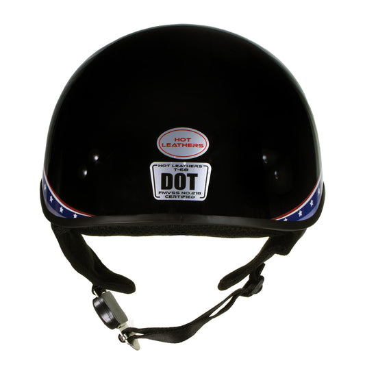 Hot Leathers HLT68 Eagle Black Advanced DOT Approved Motorcycle Skull Cap Half Helmet Biker