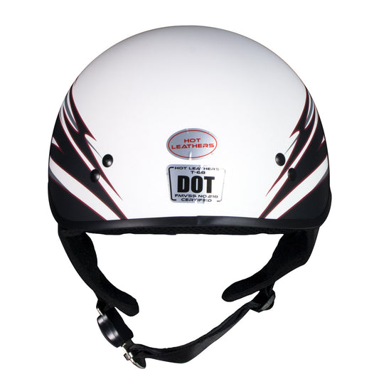 Hot Leathers Tribal White Motorcycle Skull Cap Half Helmet DOT Approved HLT68