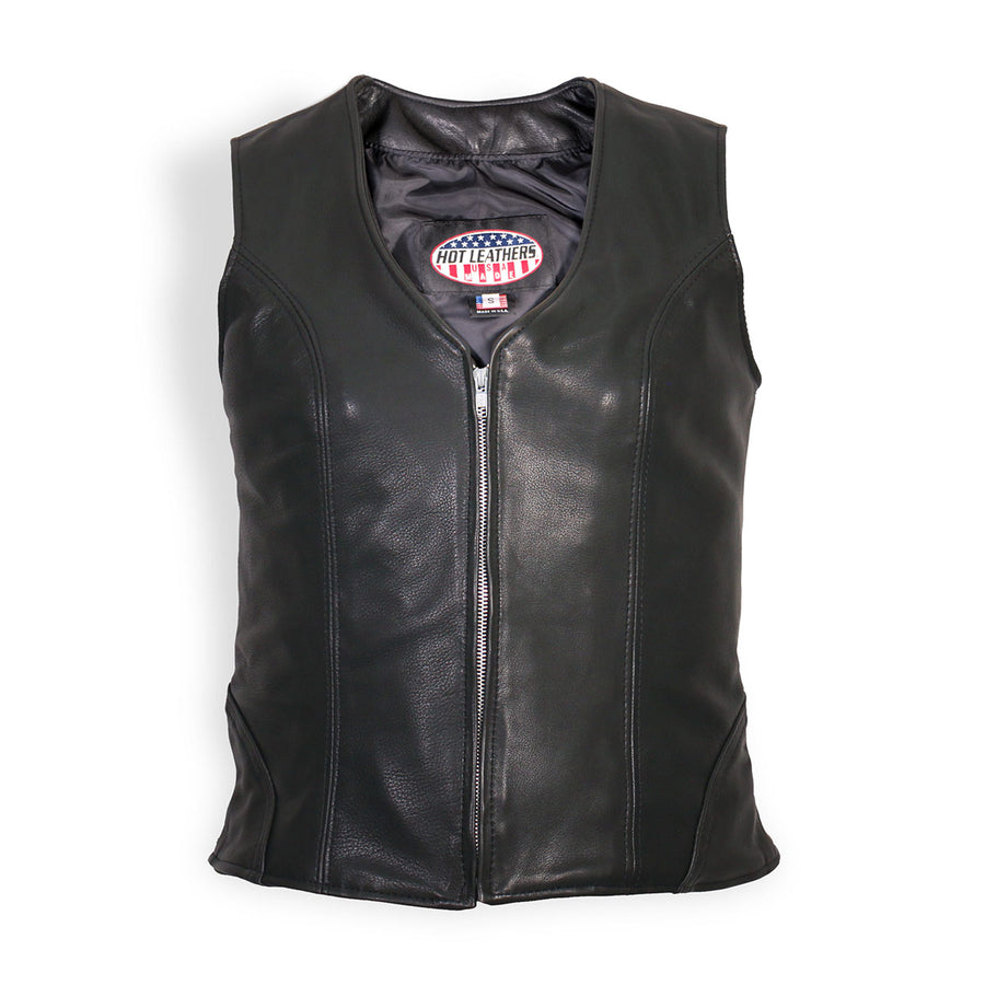 Hot Leathers VSL5003 USA Made Ladies Leather Vest with Front Zipper
