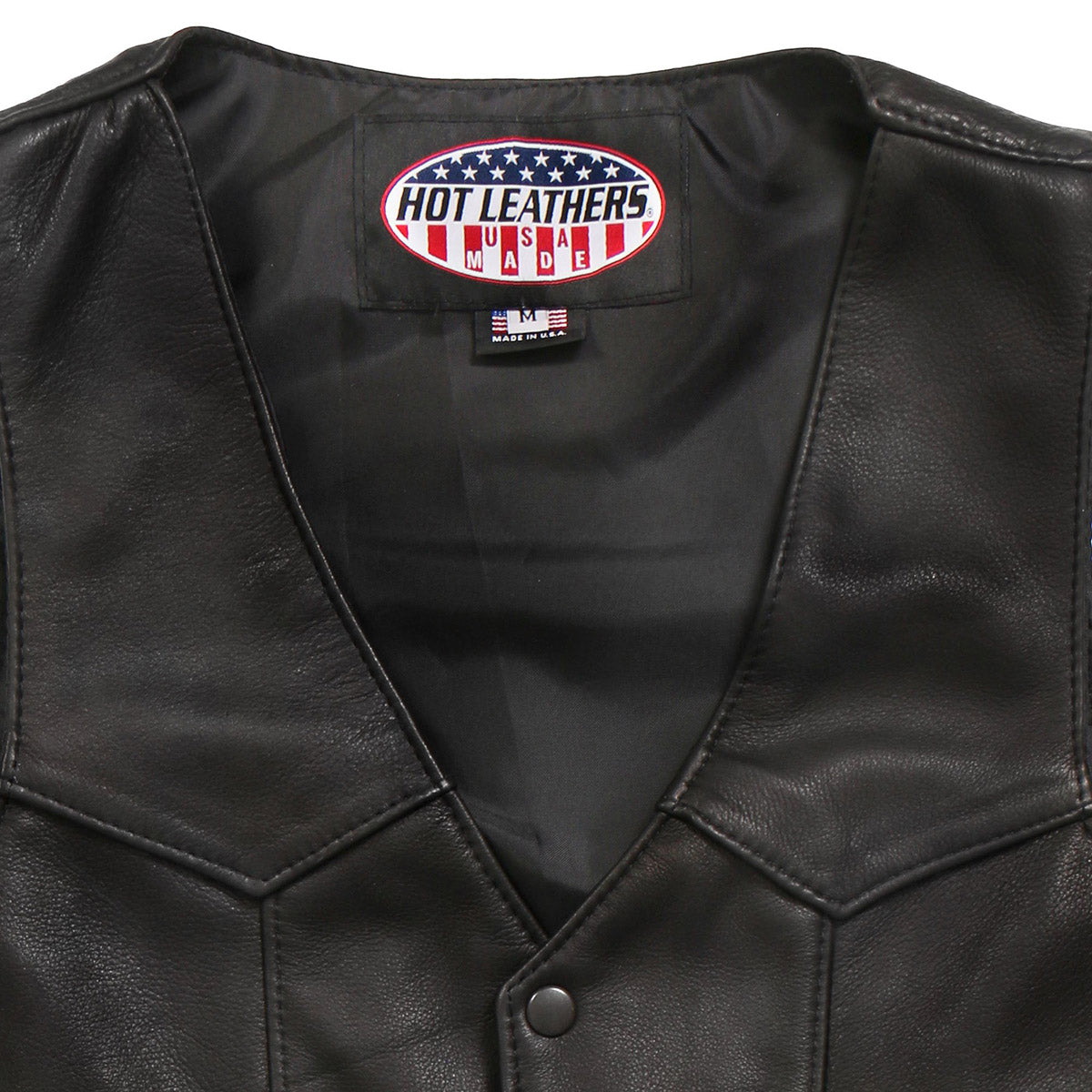 Hot Leathers VSM5006  USA Made Men's Black Classic Premium Leather Vest