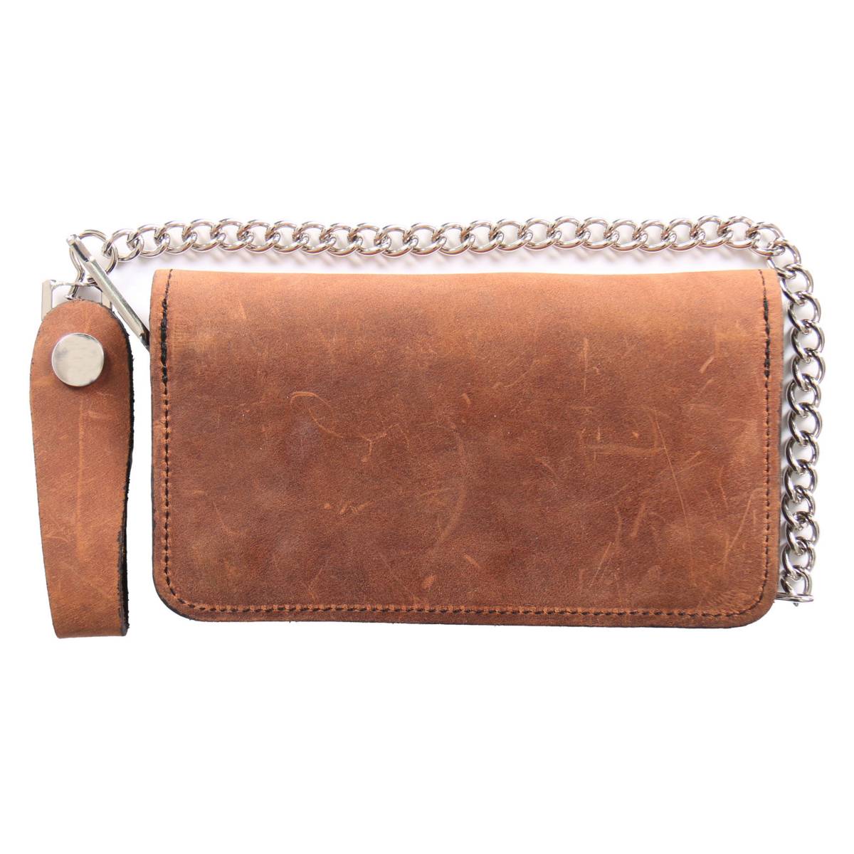 Hot Leathers WLC2012 7" Bi-Fold Brown Leather Wallet with Chain
