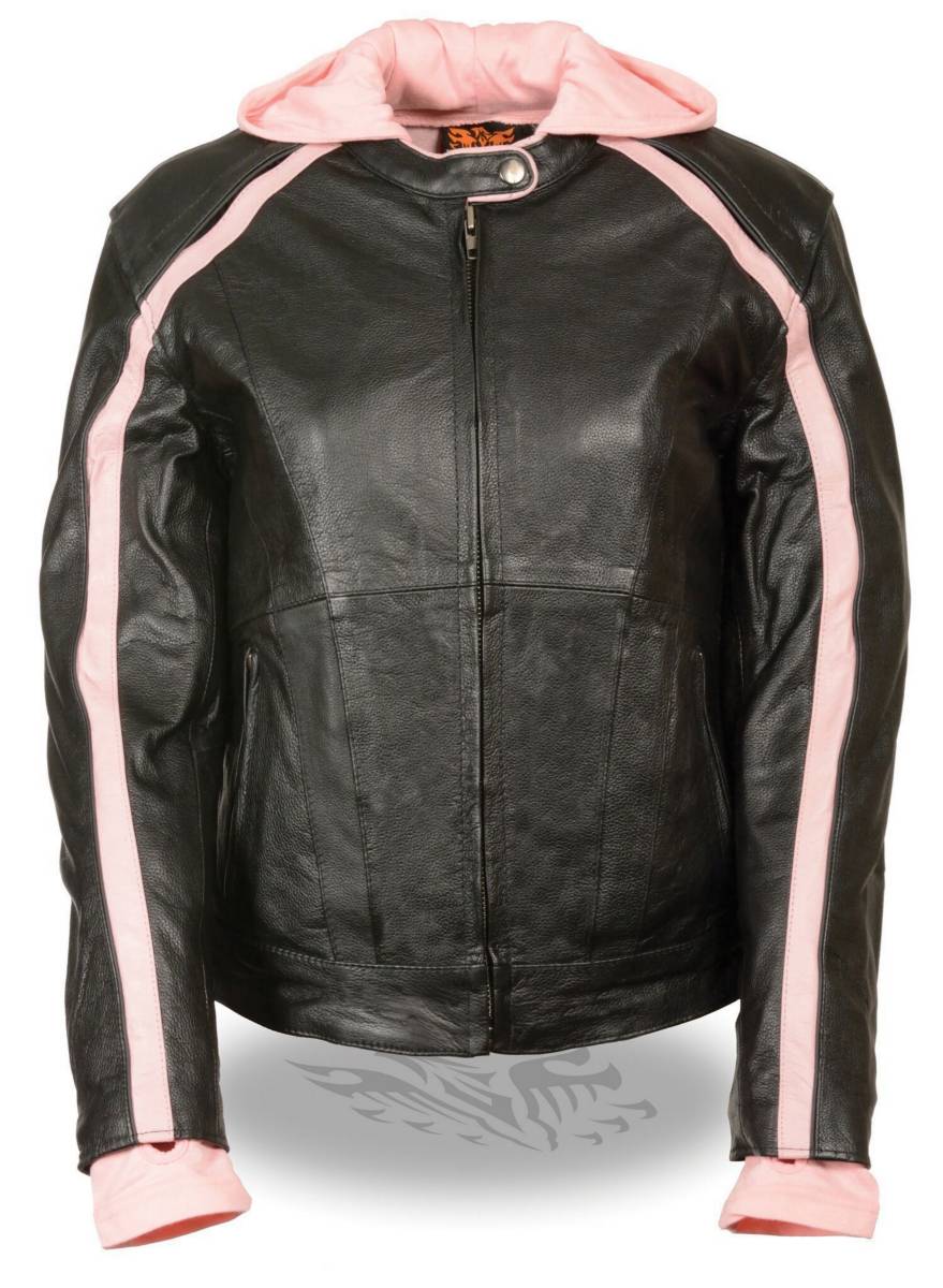 Milwaukee Leather SH1951 Women's Black and Pink Striped Leather