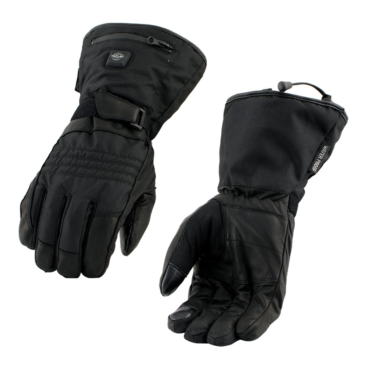 Nexgen Heat NXG17501SET Men’s Black Leather and Textile Heated Motorcycle Gloves and Harness Wire