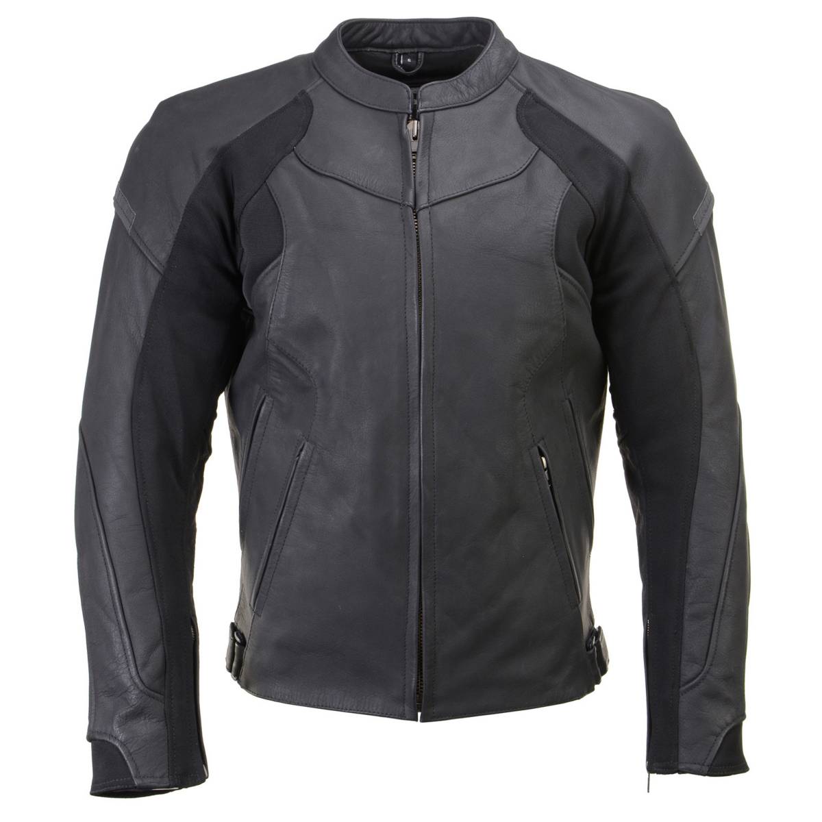 Xelement XS11012 Men's 'Endo' Flat Matte Black Premium Leather Protective Motorcycle Racing Style Biker Jacket w/ CE Armor