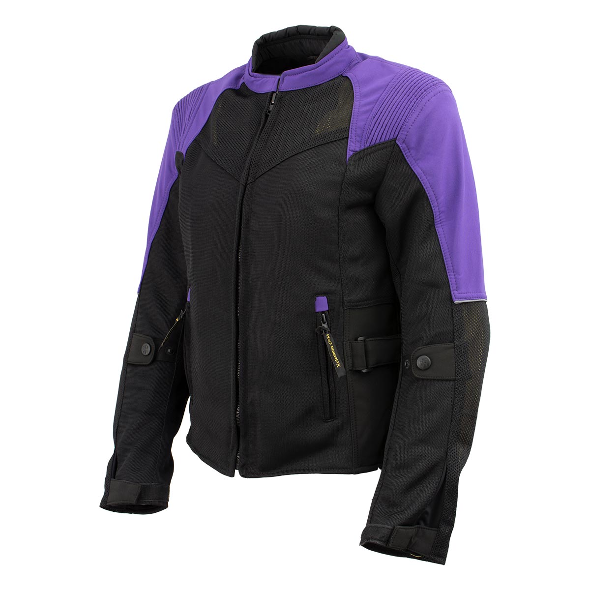Xelement Gold Series XS22008 Women s Be Cool Black and Purple Armored Textile with Soft Shell Motorcycle Jacket