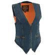 Milwaukee Leather MDL4010 Women's Blue Zipper Front Denim Vest with Side Stretch