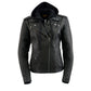 Milwaukee Leather MLL2575 Women's Black Leather Vented Motorcycle Jacket w/ Removable Hoodie