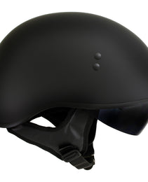 Hot Leathers T72 'Black Widow' Flat Black Motorcycle Half Helmet for Men and Women Biker with Drop Down Visor