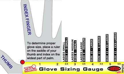 Tourmaster and Cortech Mens and Ladies Glove Sizing Chart