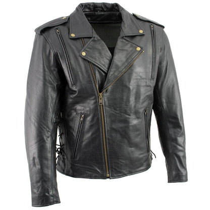 Milwaukee Leather LKM17004 Men's Classic Premium Black Vented Motorcycle Leather Biker Riders Jacket