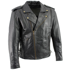 Milwaukee Leather LKM17004 Men's Classic Premium Black Vented Motorcycle Leather Biker Riders Jacket