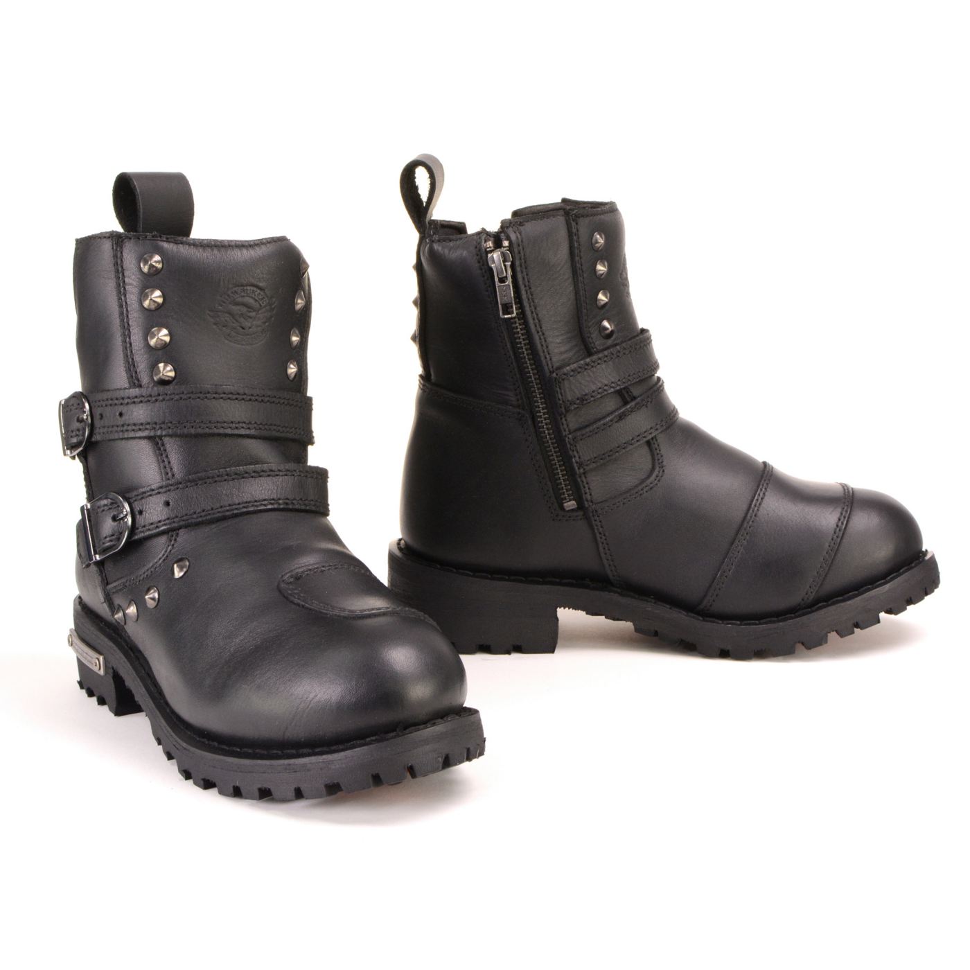 Milwaukee Leather MBL9307 Women's Premium Black Leather Double Strap Motorcyle Riding Boots