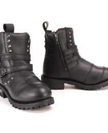 Milwaukee Leather MBL9307 Women's Premium Black Leather Double Strap Motorcyle Riding Boots
