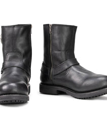 Milwaukee Leather MBM9042 Men's Black Ruf Leather Short Harness Motorcycle Boots w/ Inside Zipper