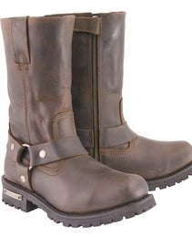 Milwaukee Leather MBM9062 Men's Classic 11-Inch Dark Brown Harness Square Toe Motorcycle Boots