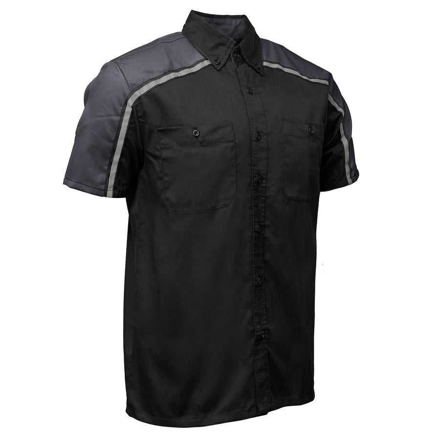 Milwaukee Motorcycle Clothing Co. MDM11601 Men's Black and Grey Button Up Mechanic Shirt w/ Reflective Stripe