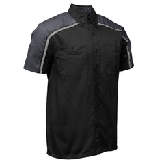 Milwaukee Motorcycle Clothing Co. MDM11601 Men's Black and Grey Button Up Mechanic Shirt w/ Reflective Stripe