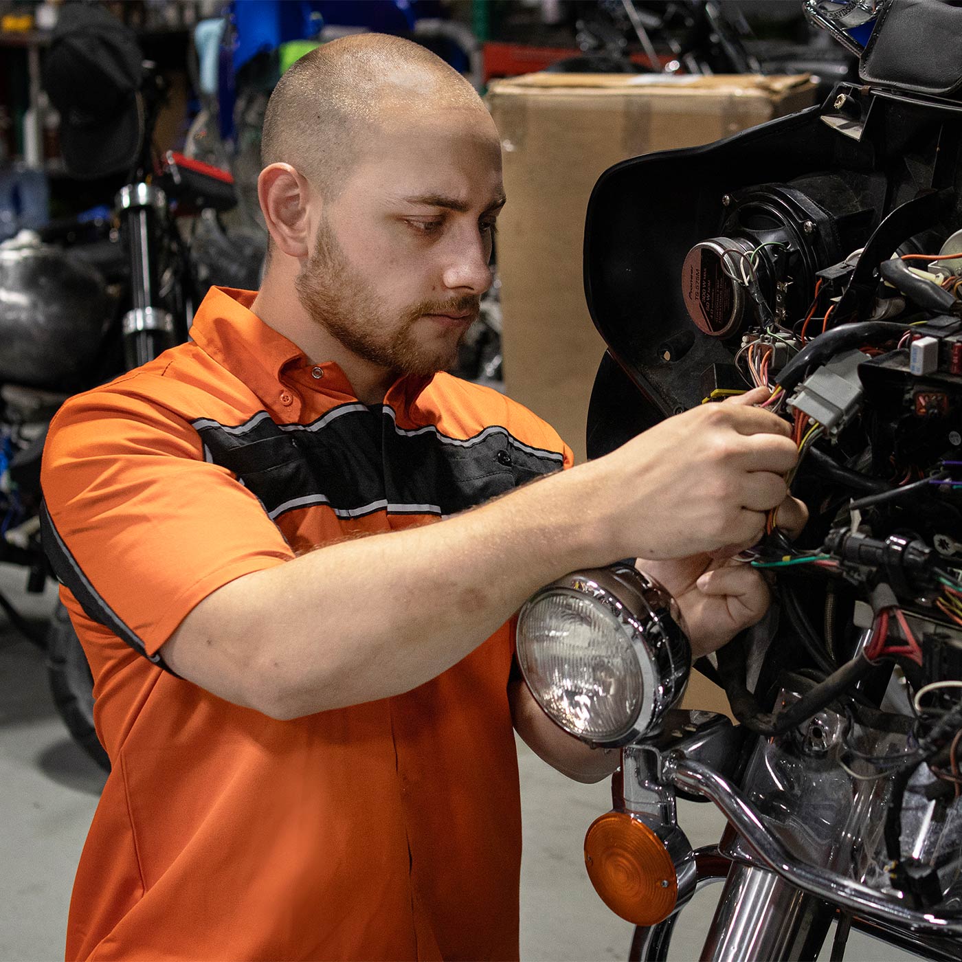 Milwaukee Leather MDM11670.144 Men's Black w/ Orange Button Up Heavy-Duty Work Shirt for | Classic Mechanic Work Shirt