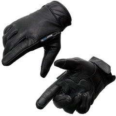 Milwaukee Leather MG7502 Men's Black Leather Gel Palm Motorcycle Gloves w/ i-Touch and Cool-Tec Technology