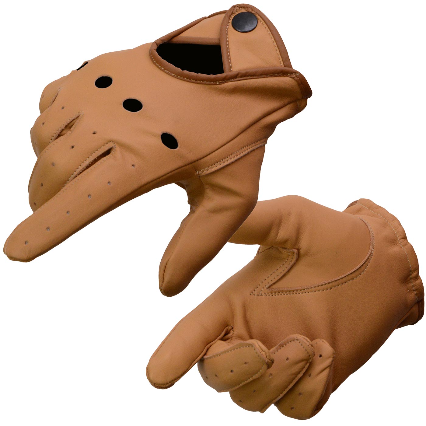 Milwaukee Leather MG7508 Men's Saddle Tan Leather Driving Gloves with Wrist Snap