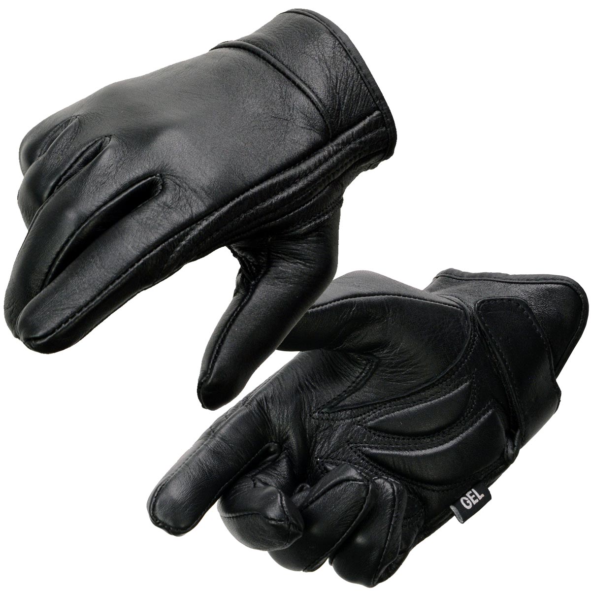 Milwaukee Leather MG7510 Men's 'Gel Palm' Black Short Wrist Leather Gloves
